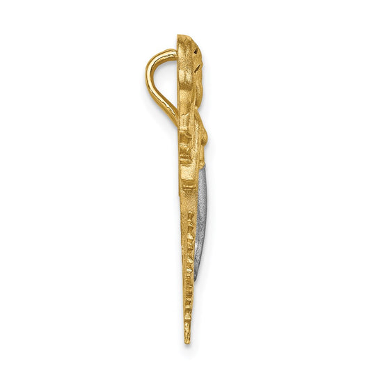 14K and White Rhodium Brushed Diamond-Cut Mermaid Chain Slide
