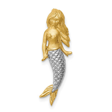 14K and White Rhodium Brushed Mermaid Chain Slide