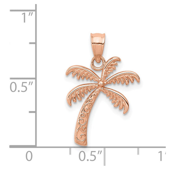 14K Rose Gold Polished Palm Tree Pendant