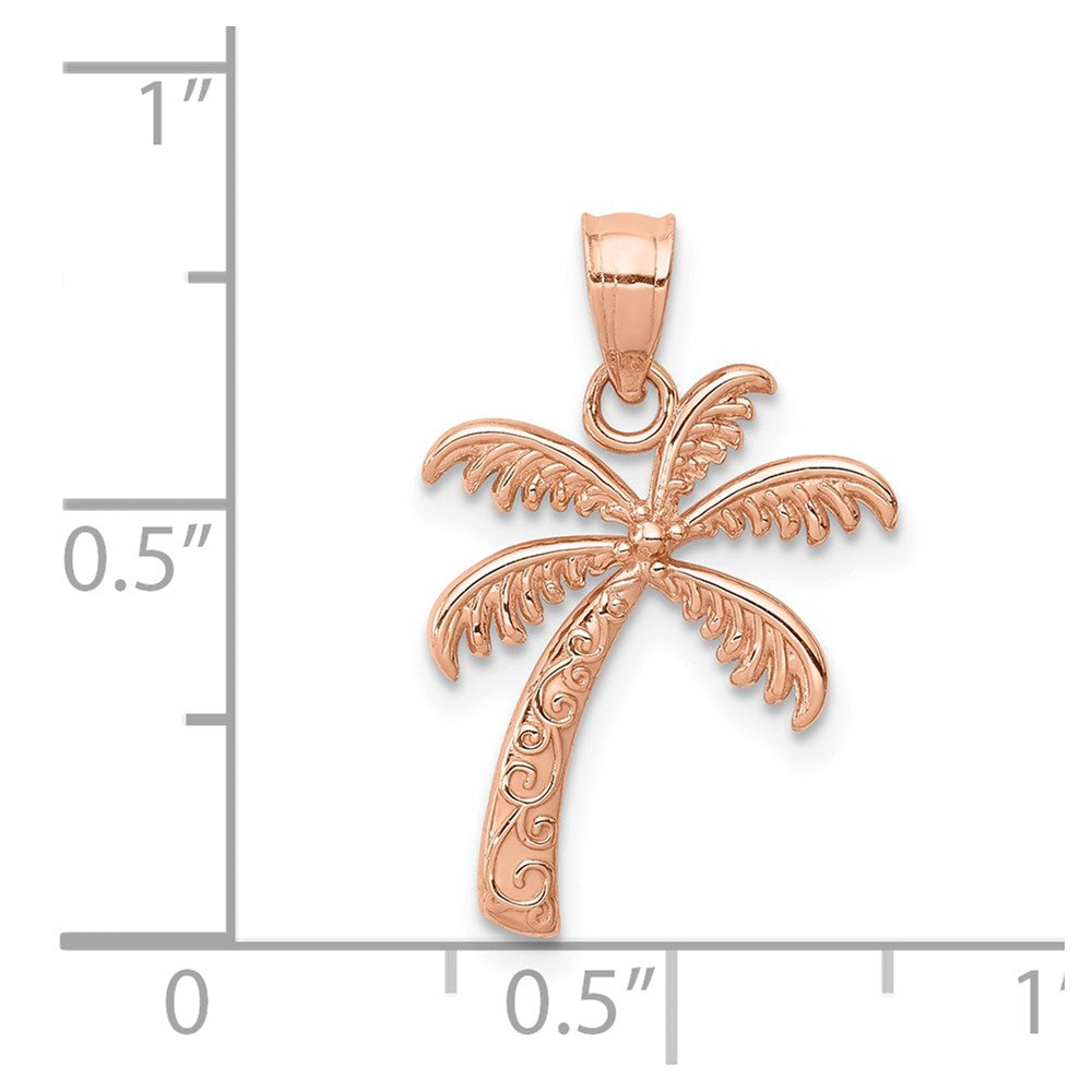 14K Rose Gold Polished Palm Tree Pendant