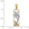 14K Two-tone Palm Tree in Frame Pendant