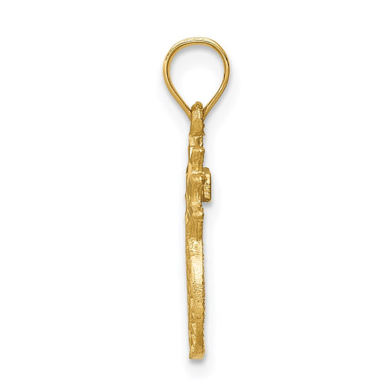 14K Brushed and Diamond-cut Pineapple Pendant