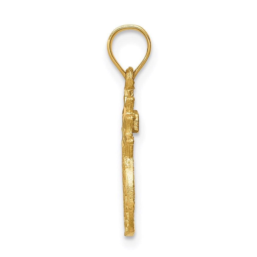 14K Brushed and Diamond-cut Pineapple Pendant