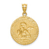 14K Brushed Angel Round Pendant