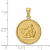 14K Brushed Angel Round Pendant