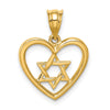14K Polished Star of David in Heart Pendant