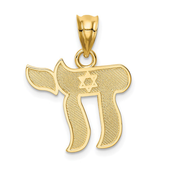 14K Polished Chai with Star of David Pendant