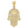 14K Polished and Enameled Hamsa and Evil Eye Pendant