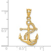 14K Polished Anchor and Chain Pendant