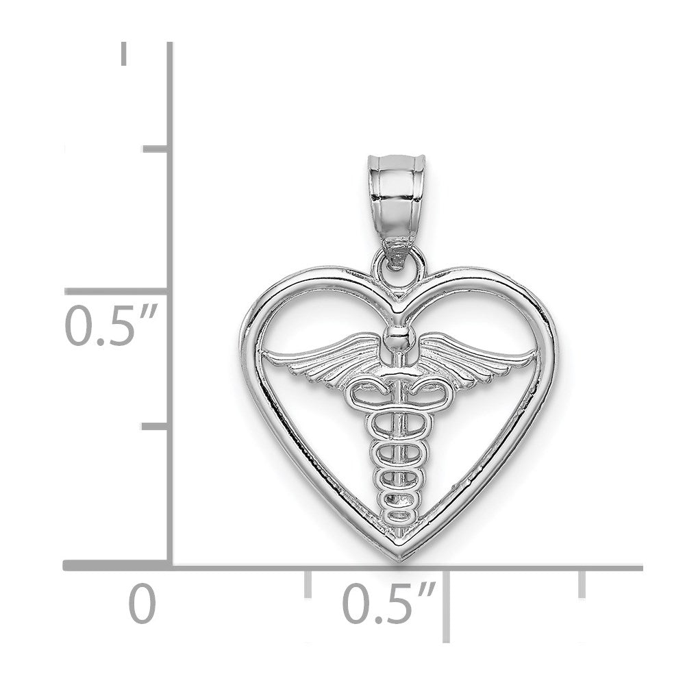 14K White Gold Polished Medical Heart Pendant