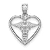 14K White Gold Polished Medical Heart Pendant