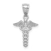 14K White Polished Caduceus Medical Symbol Pendant