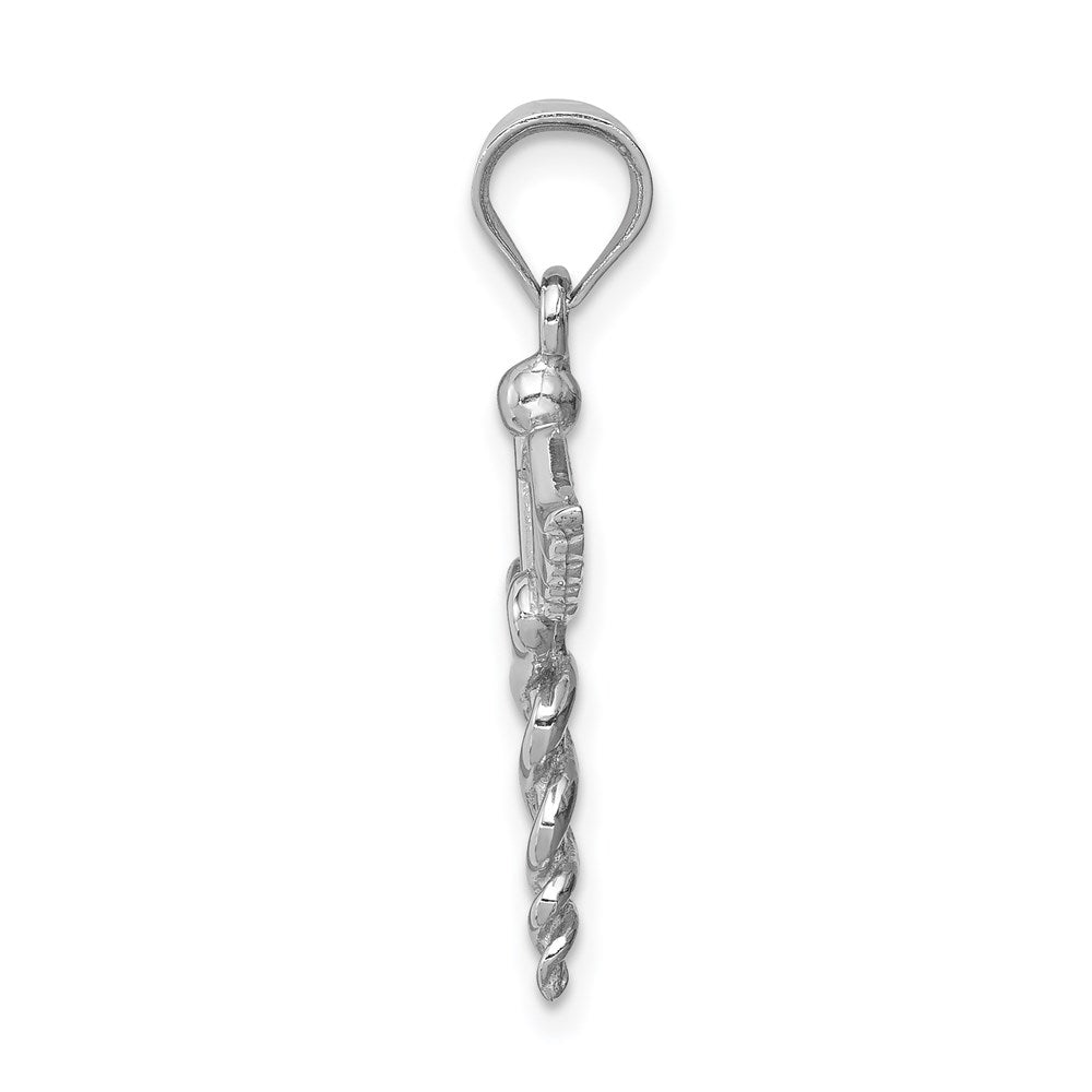 14K White Polished 3-D Caduceus Medical Pendant