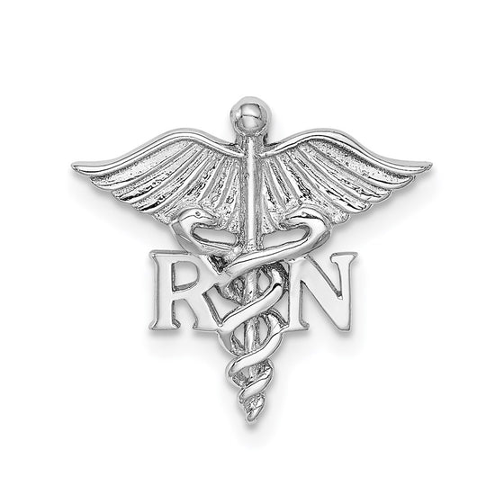 14K White Polished RN Registered Nurse Medical Chain Slide