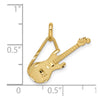 14K Brushed and Diamond-cut Electric Guitar Pendant