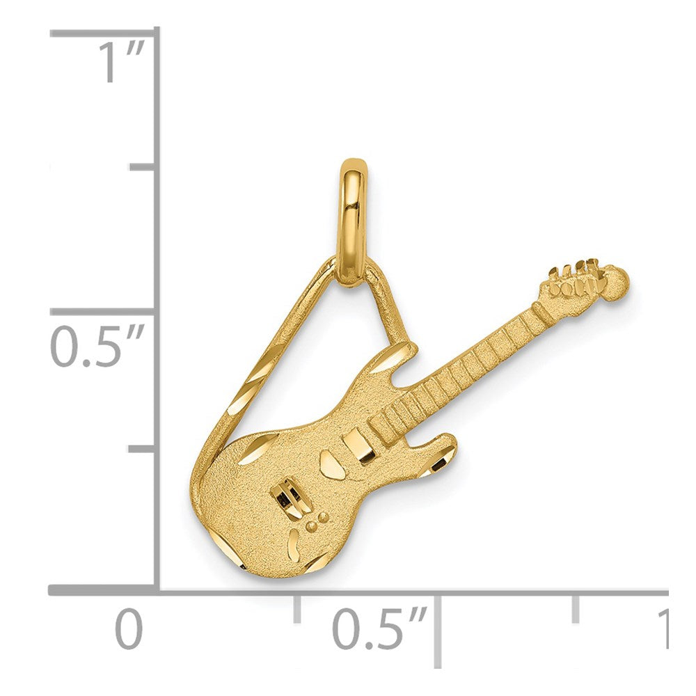 14K Brushed and Diamond-cut Electric Guitar Pendant