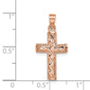14K Rose Gold Polished Braided Cross Pendant