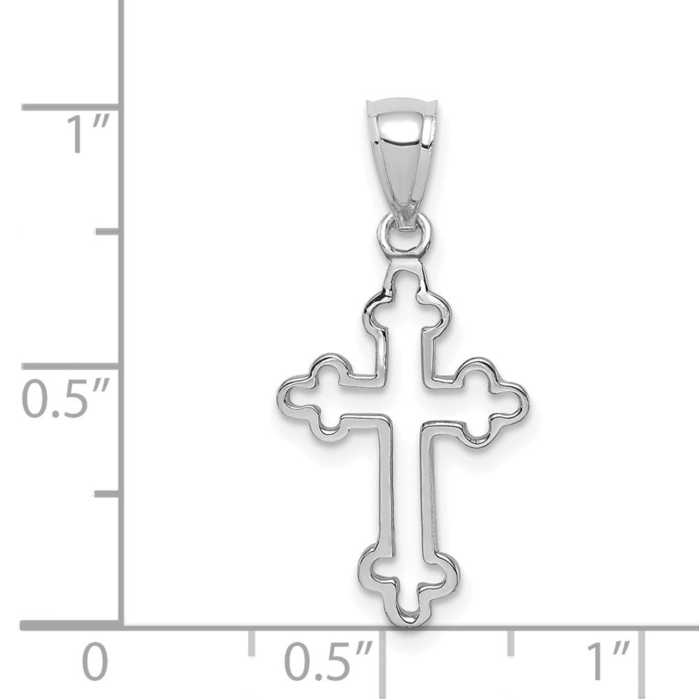14K White Gold Polished Budded Cross Pendant