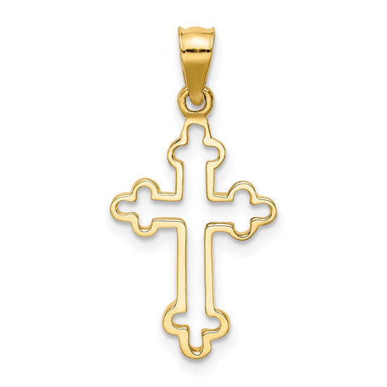 14K Polished Budded Cross Pendant