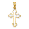 14K Polished Budded Cross Pendant