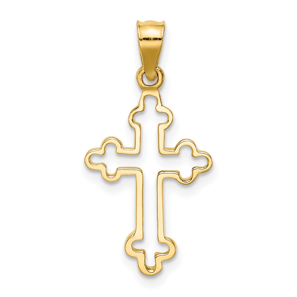 14K Polished Budded Cross Pendant