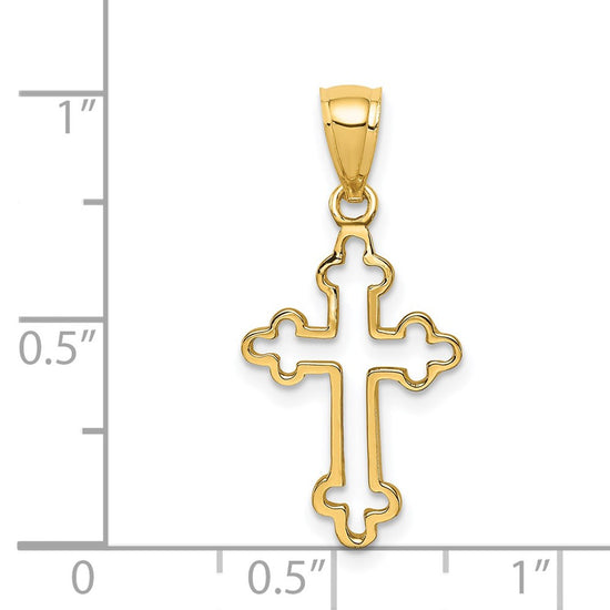 14K Polished Budded Cross Pendant
