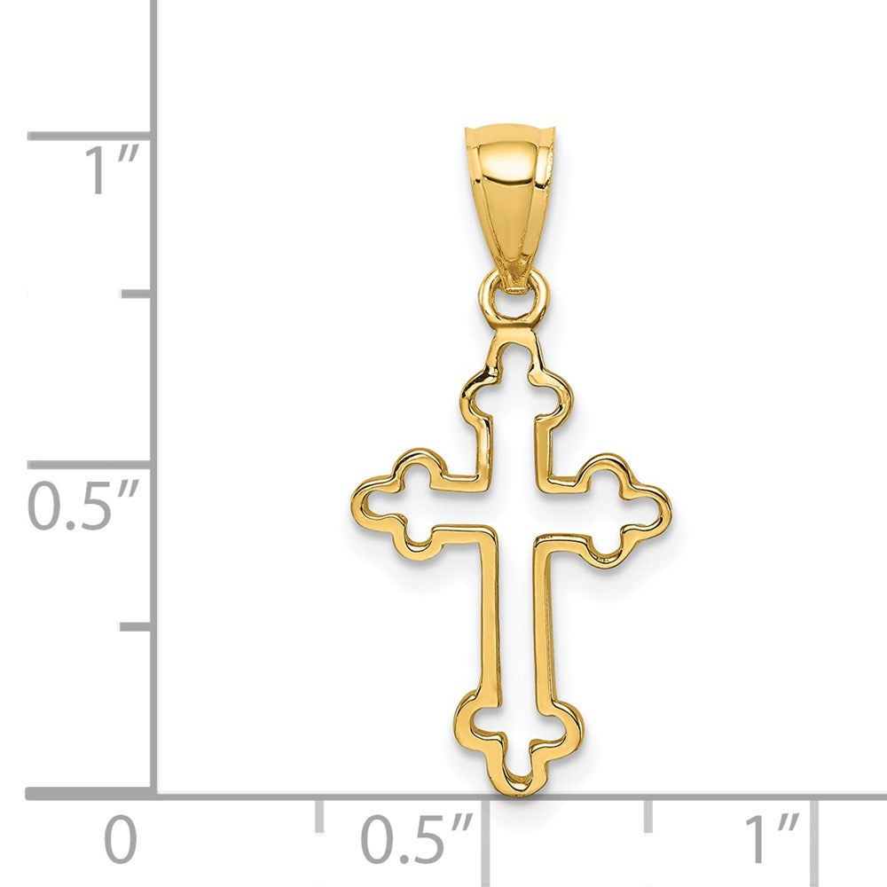 14K Polished Budded Cross Pendant
