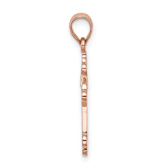 14K Rose Gold Polished Budded Cross Pendant