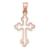 14K Rose Gold Polished Budded Cross Pendant