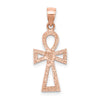 14K Rose Gold Polished Ankh Cross Pendant