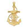 14K Two-tone Polished and Satin Diamond-cut Mariner Crucifix Pendant