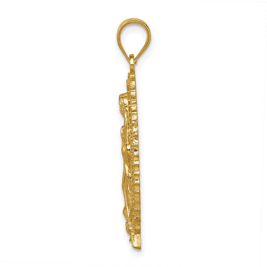 14K Polished and Textured Our Lady of Guadalupe Pendant