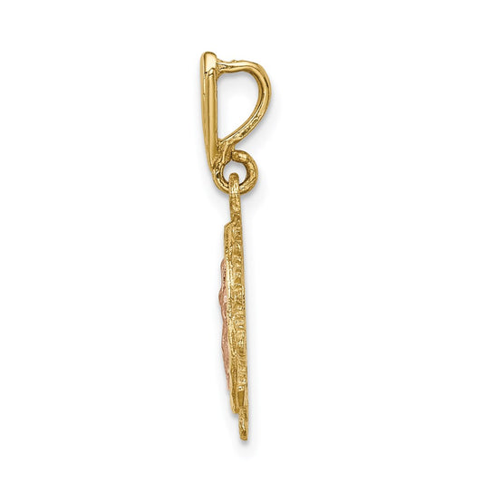 14K Two-tone Polished Our Lady of Guadalupe Oval Pendant