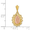 14K Two-tone Polished Our Lady of Guadalupe Oval Pendant