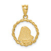 14K Brushed and  Polished Diamond-cut Virgin Mary Pendant