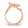 14K Rose Gold Polished and Textured 2 Butterflies Toe Ring