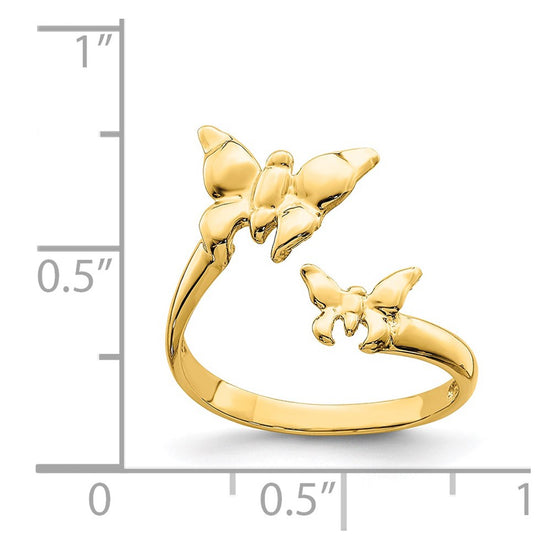 14K Polished 2 Butterflies Toe Ring