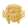 14K Brushed and Polished Diamond-cut Jesus Face Ring