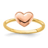 14K Two-tone Polished Heart Ring