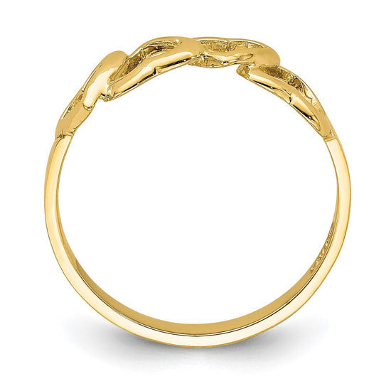 14K Polished Hearts Ring