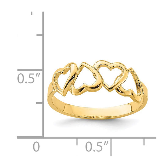 14K Polished Hearts Ring