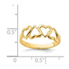 14K Polished Hearts Ring