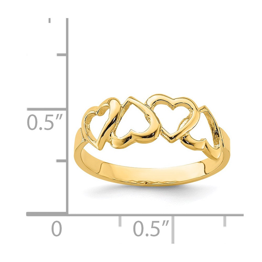14K Polished Hearts Ring