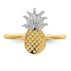 14K and White Rhodium Polished Pineapple Ring