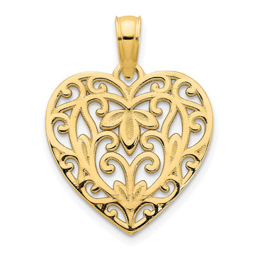 14k Fancy Filigree Heart Pendant