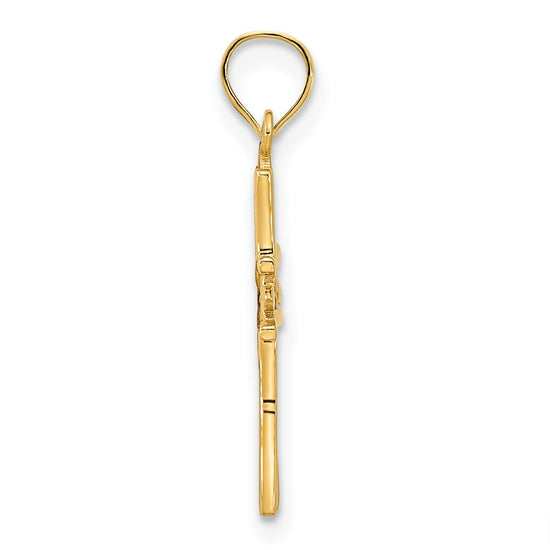 14k Fancy Floral Cross Pendant
