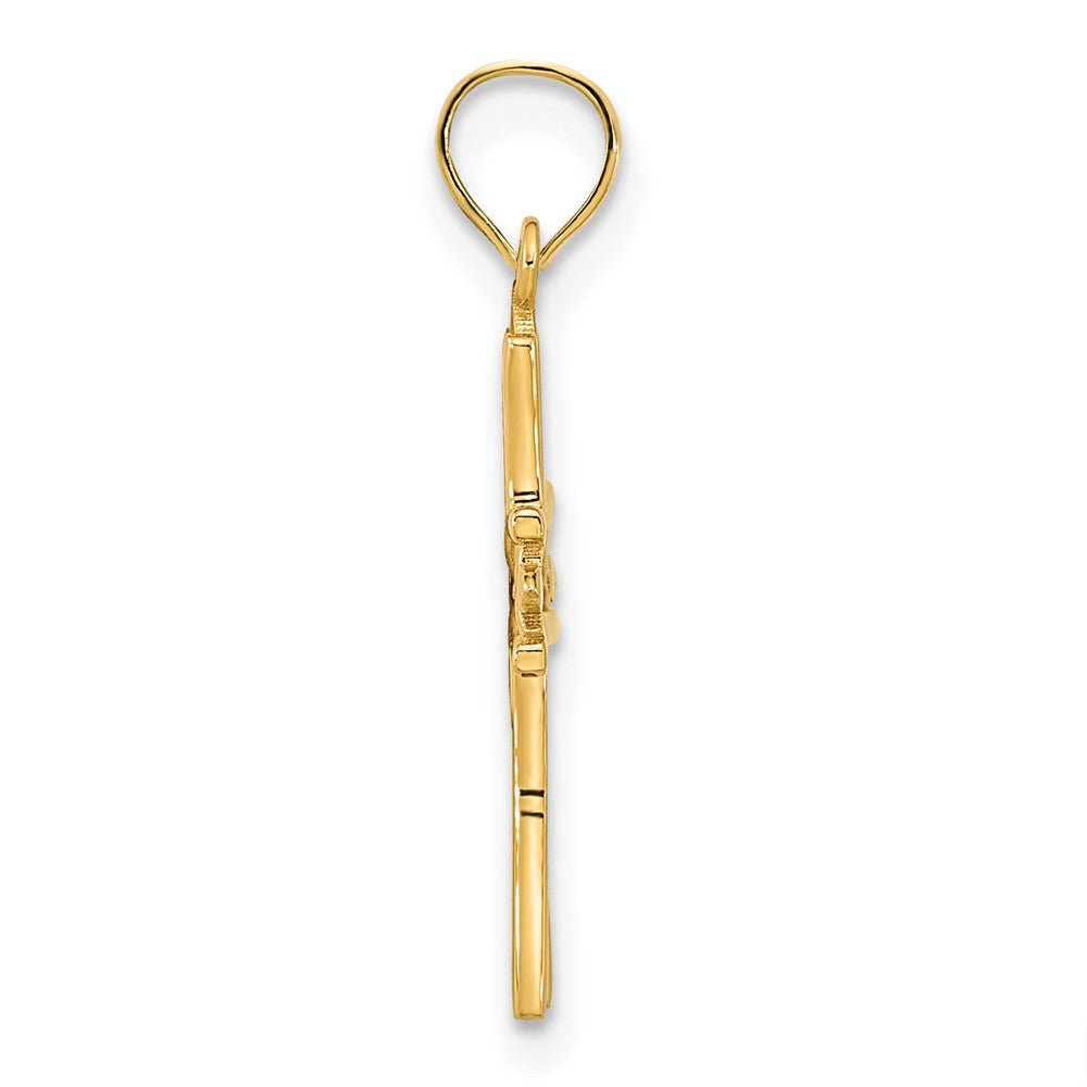 14k Fancy Floral Cross Pendant