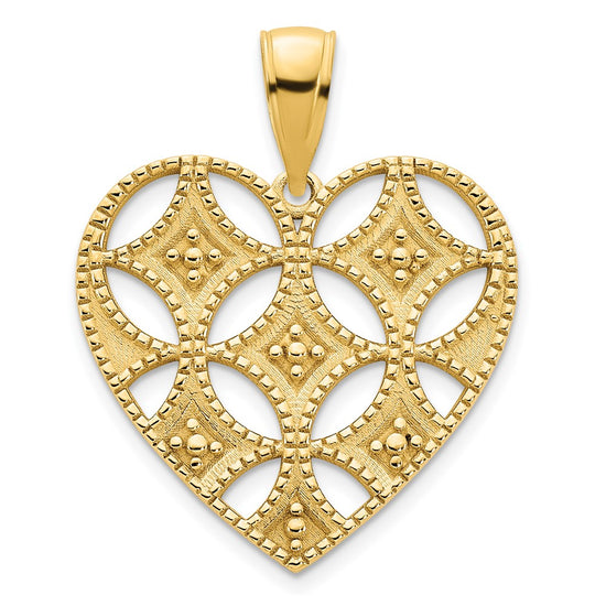 14k Fancy Cut-out Heart Pendant