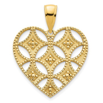 14k Fancy Cut-out Heart Pendant