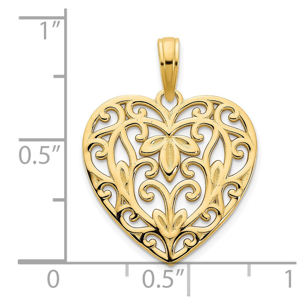 14k Fancy Filigree Heart Pendant